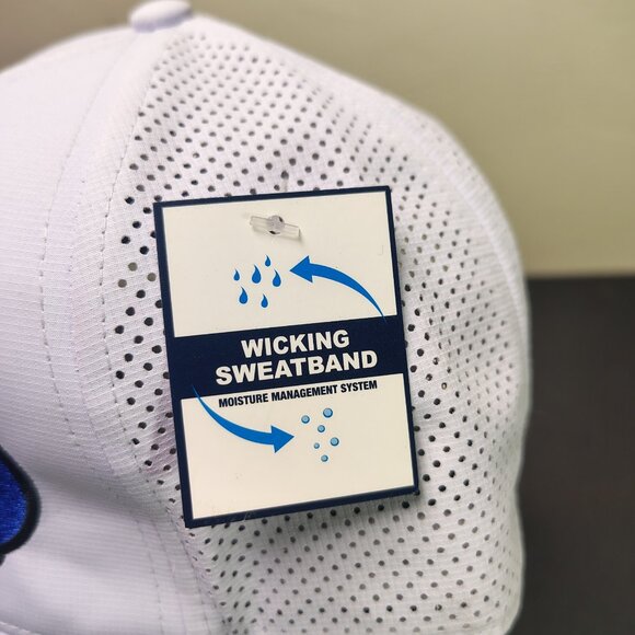 Outdoor Cap Hat Snap Back White Breathable Mesh Wicking Embroidered Dog Logo - Picture 9 of 10
